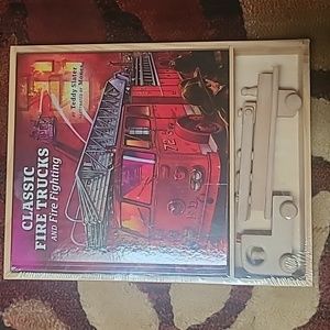 The Book of Classic Fire Trucks & Fire Fighting Gift set with Wooden Fire Truck